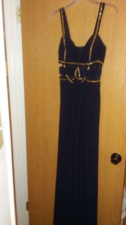 Blue formal peekaboo belly long dress sz 4