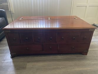 Wooden coffee table- vintage apothecary style
