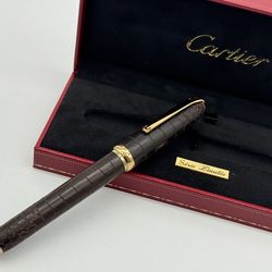 LOUIS CARTIER DANDY LIMITED EDITION CROCO WOOD ROLLERBALL PEN NEW 100% GENUINE