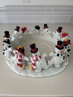 PartyLite Frolicking Frostys 3-Wick Candle Holder