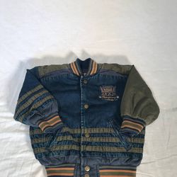 Vintage Children’s Arizona Jeans Company Denim Varsity Jacket Sz Small (4)