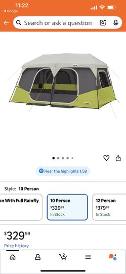 CORE 10-Person Lighted Instant Cabin Tent