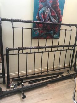 Dark Bronze Metal Bed Frame with Rails