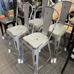 New 24 in Metal Counter High Dining Chairs. Set of 4