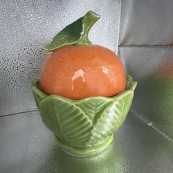 Vintage 1980’s Japan Pottery Orange Fruit Cookie Jar