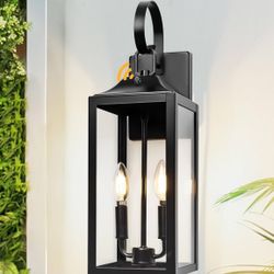 Dusk To Dawn Outdoor Wall Light 19" Wall Sconce Light Fixture Outdoor Lamp- Blk