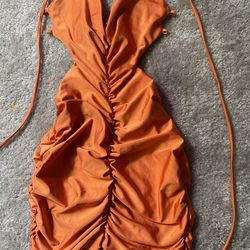 Orange Velvet Dress