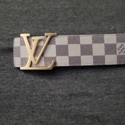 Louis Vuitton Belt Checkered White And Grey 