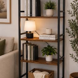 Modern Industrial 5 Shelf Bookcase