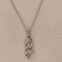 Custom 10K Gold & Natural Diamond Cuban Link Pendant Necklace Combo Package