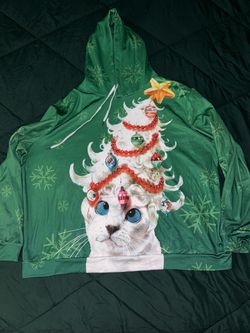 Christmas Cat Ugly Holiday Hoodie Sweatshirt