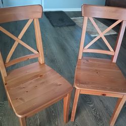 IKEA WOODEN CHAIRS /PAIR