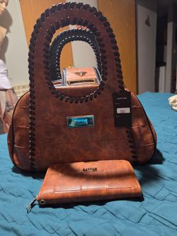 Brown Fashion Handbag with Matching Wallet
