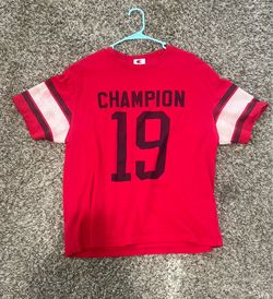 Champion Red Jersey Graphic Tee - Size Medium (Like New)