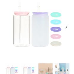 16oz Clear & Frosted Beer Glass Can with Plastic Colored Lids