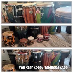 CONGAS, BONGOS, TIMBALES , TAMBORA