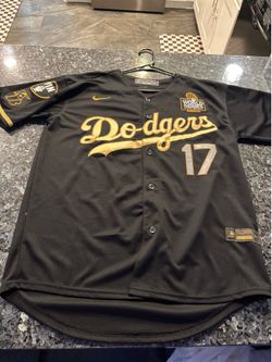 Shohei Ohtani gold and black Dodgers jersey 2024 World Series