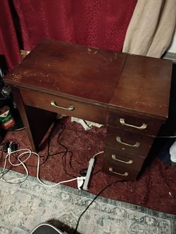 Vintage Wood Sewing Machine Cabinet Desk