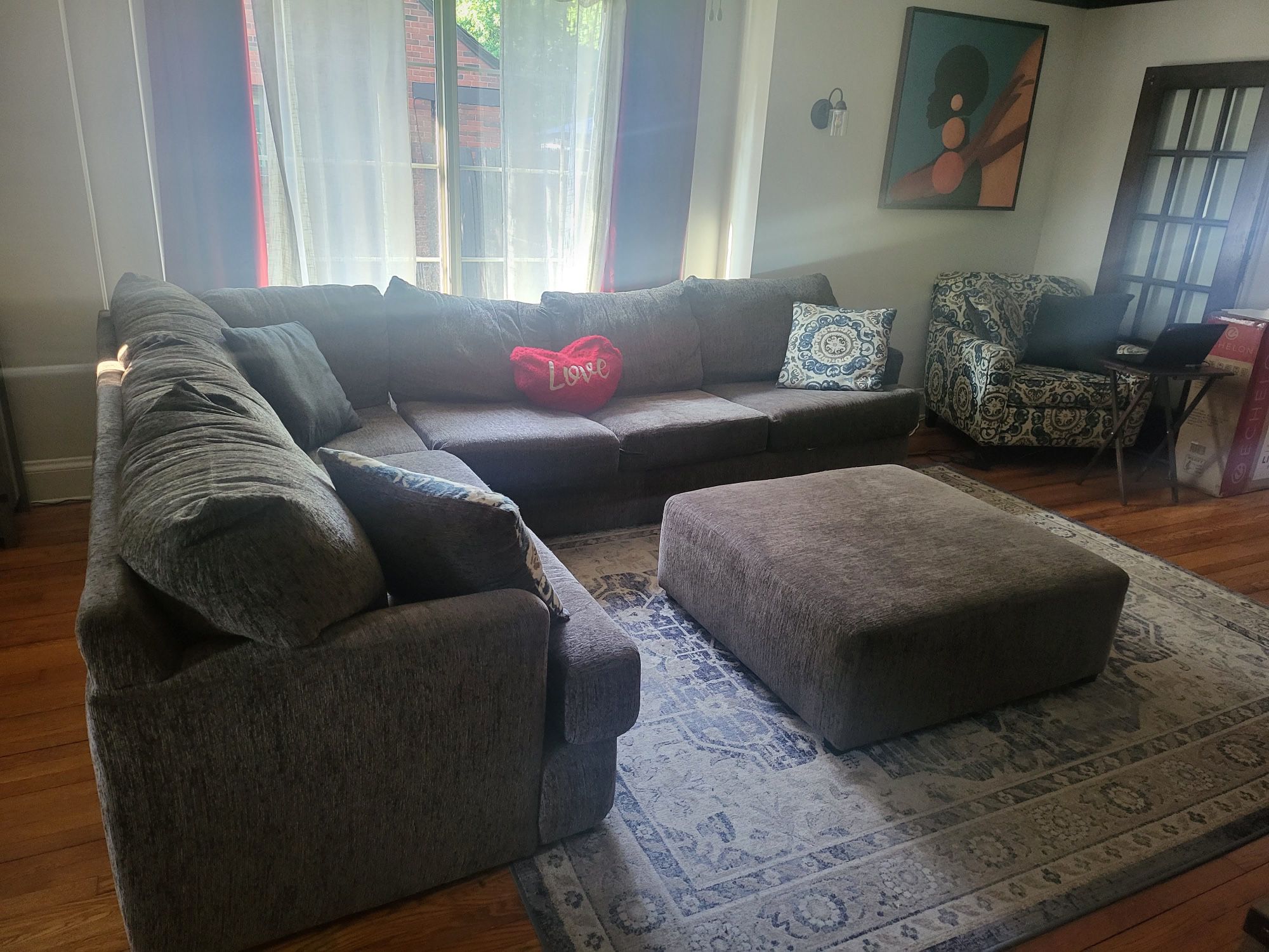 Beautiful L Shaped Couch With Ottoman And Matching Chair