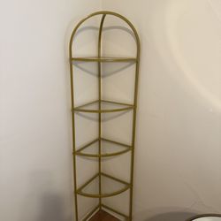 Gold Corner Shelf With Glass Shelves