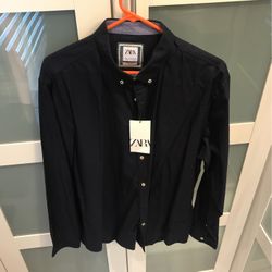 Zara Navy Blue Button Down XL