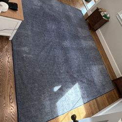 Tumble Washable Dark Blue 8’ X 10’ Rug and Pad