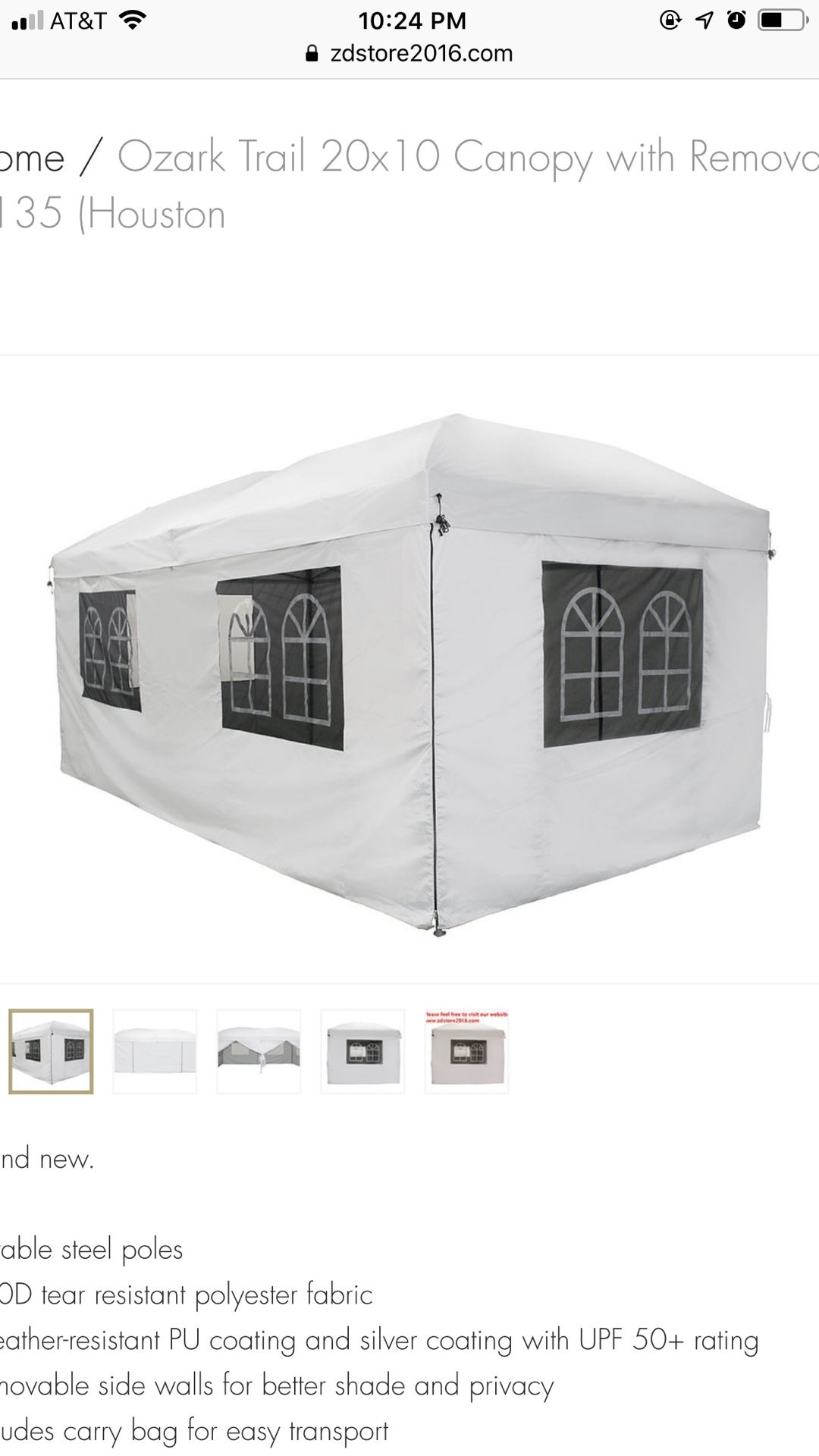 Ozark Trail 20x10 instant Canopy with Removable Side Walls Mesh