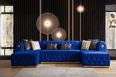Royal Blue Velvet Sectional