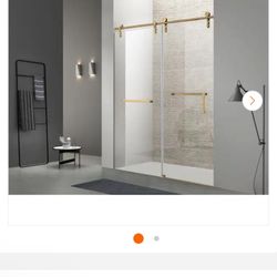 60 in. W x 76 in. H Single Sliding Frameless Shower Door in Gold with 5/16 in. Tempered Glass #210  Approximate Max Installed Width (in.) 61.42 in. Do