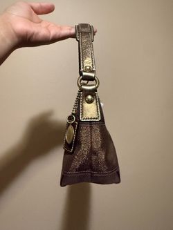 Coach Small Wristlet Bag Bronze Metallic