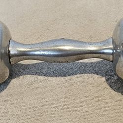 RARE Gorgeous Antique WEB PEWTER Baby Barbell/Dumbbell Shaped Baby Rattle 4 1/4"

