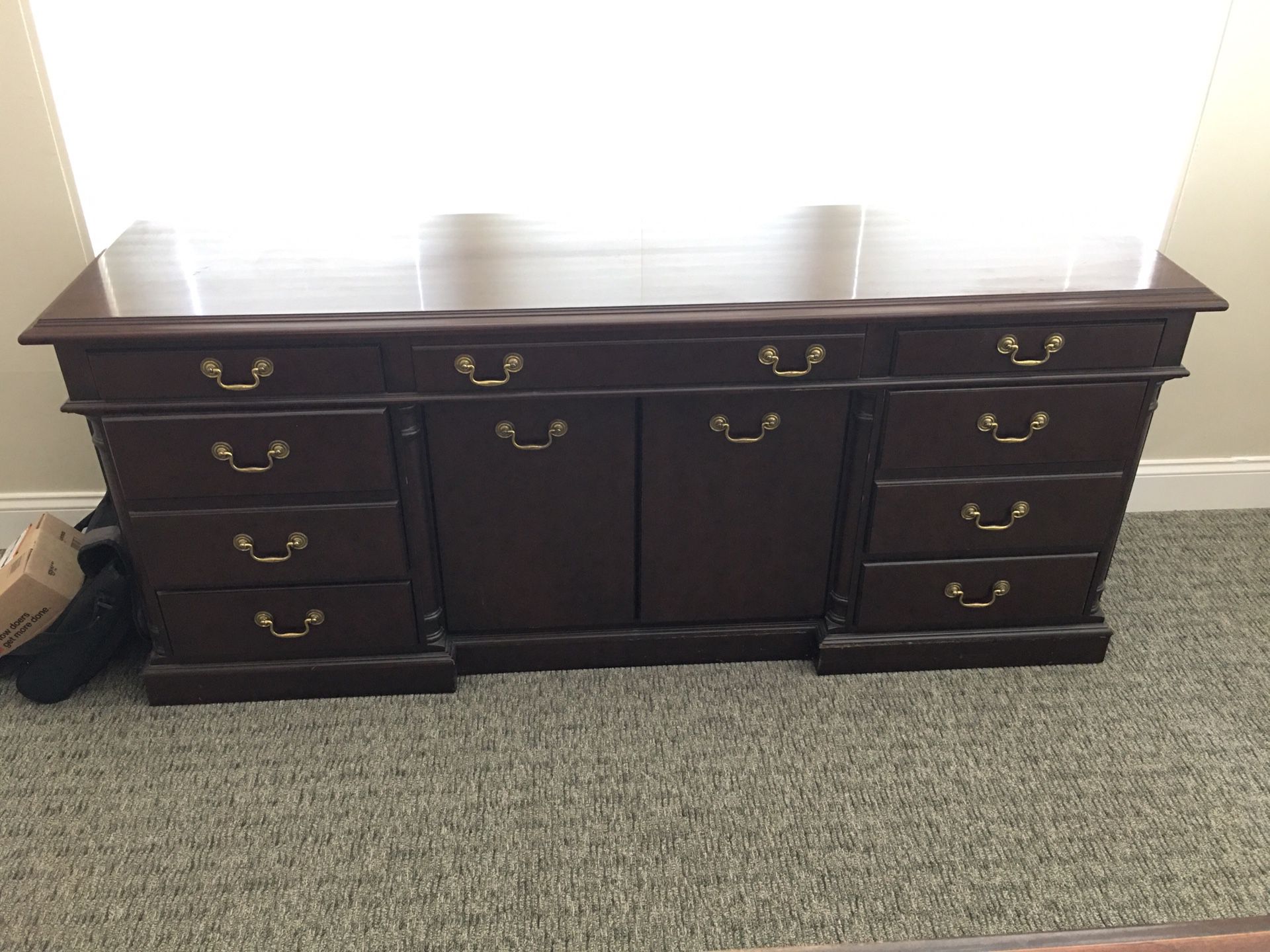Credenza, solid wood lockable file drawers