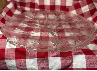 Clear Glass Pressed Floral Serving Plate