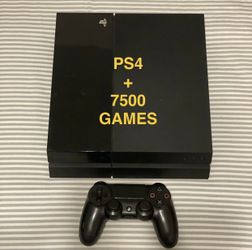 PLAYSTATION 4 MOD with 150 PS4 GAMES + 7500 RETRO CLASSIC GAMES and 5TB HARD DRIVE