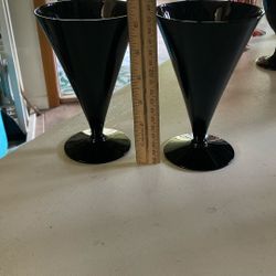 Pair Of Vintage Conical Black Goblets