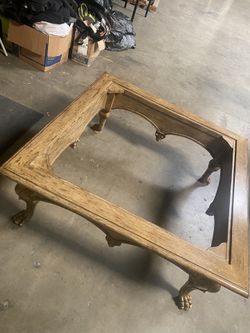 Big Wooden Coffee Table With Glass Top