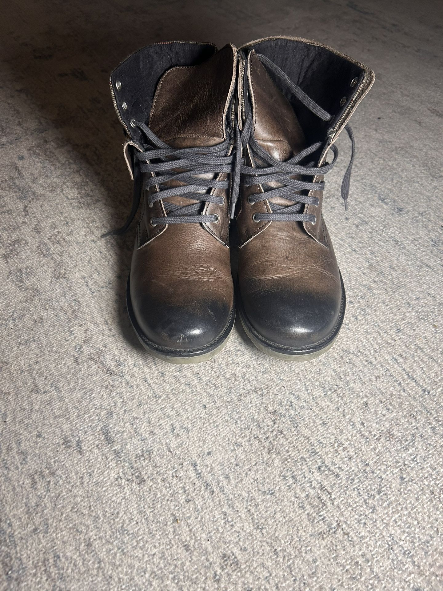 Franco Fortini Mens Size 10 Ankle Boots Mate Laces Brown Leather