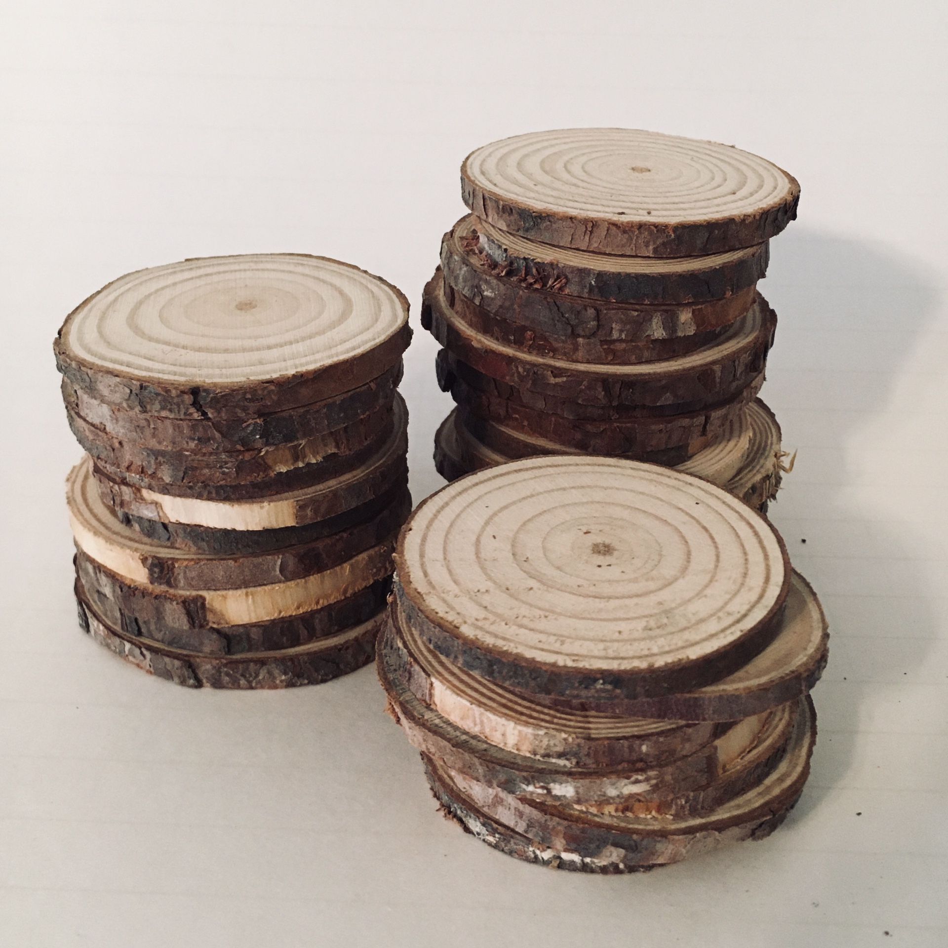 30 Natural Wooden Log Slices (2”)