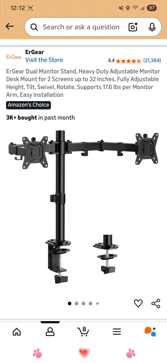 Dual Monitor Arm For Desk And Two Blue Light Monitor Protectors