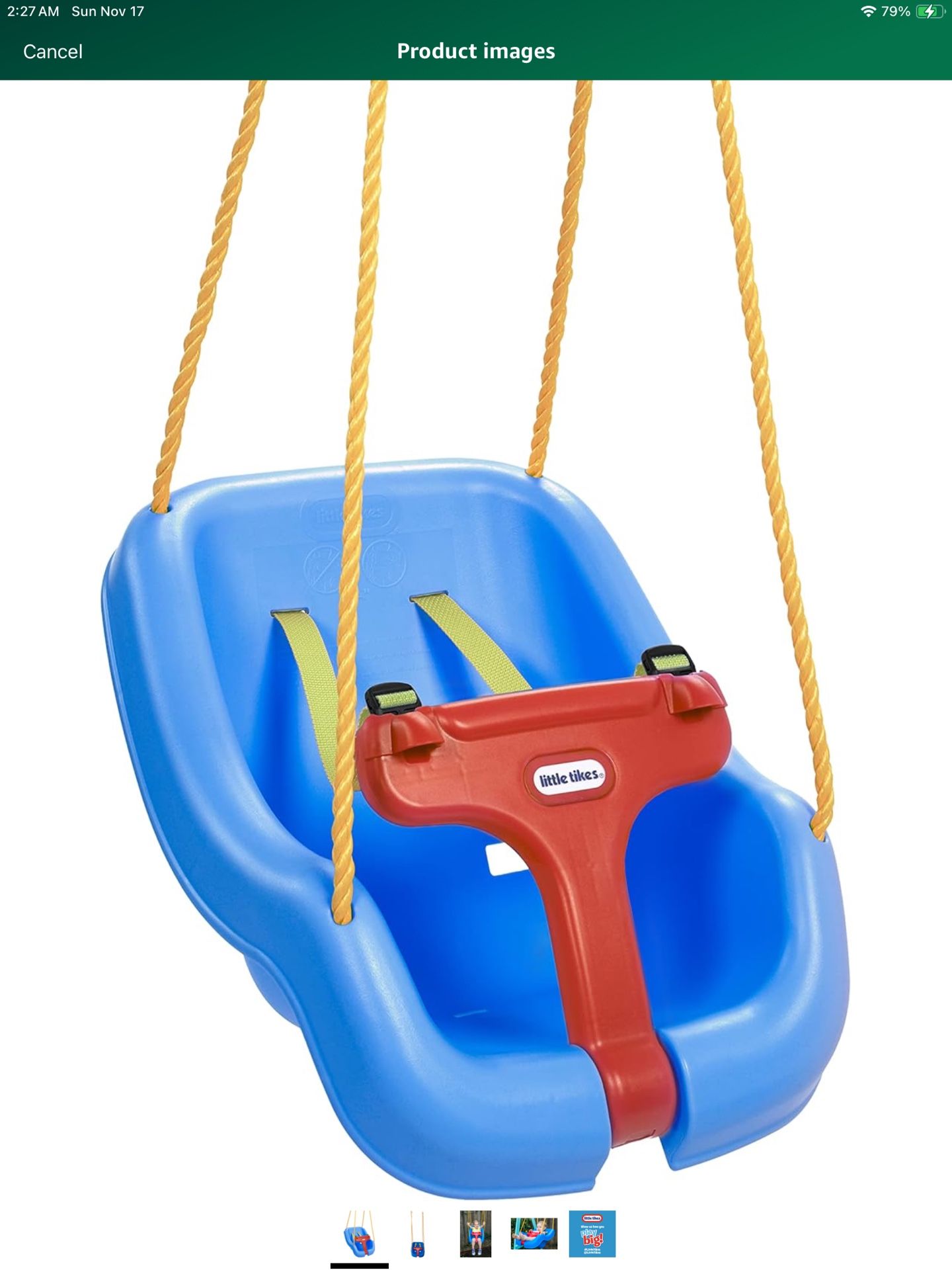 Little Tikes 2-in-1 Snug 'n Secure Blue Swing With Adjustable Strap