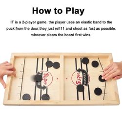 Fast Sling Puck Game, Wooden Board Game for Kids and Family, Sling Puck Winner Board Games for Family,