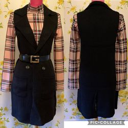 Black Knitted Long Cardigan Vest size M