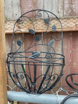 2 Black Iron Wall Planter Basket