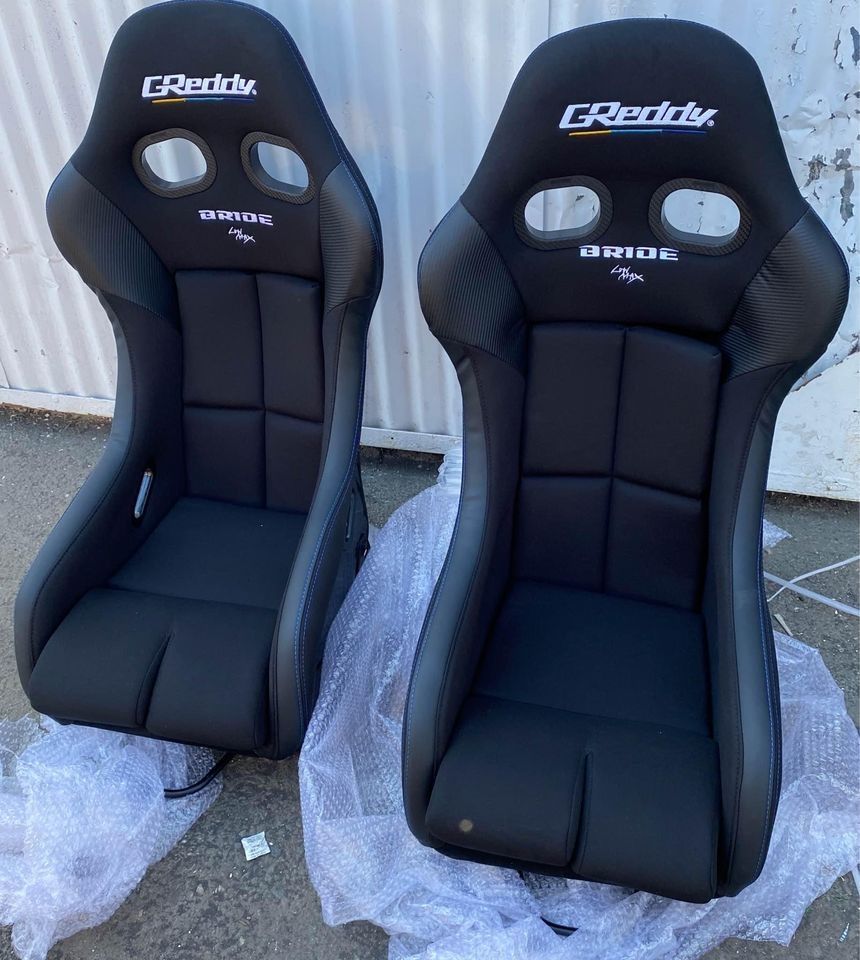 Bride Greddy LowMax Black Gloss Back Premium Racing Bucket Seats new
