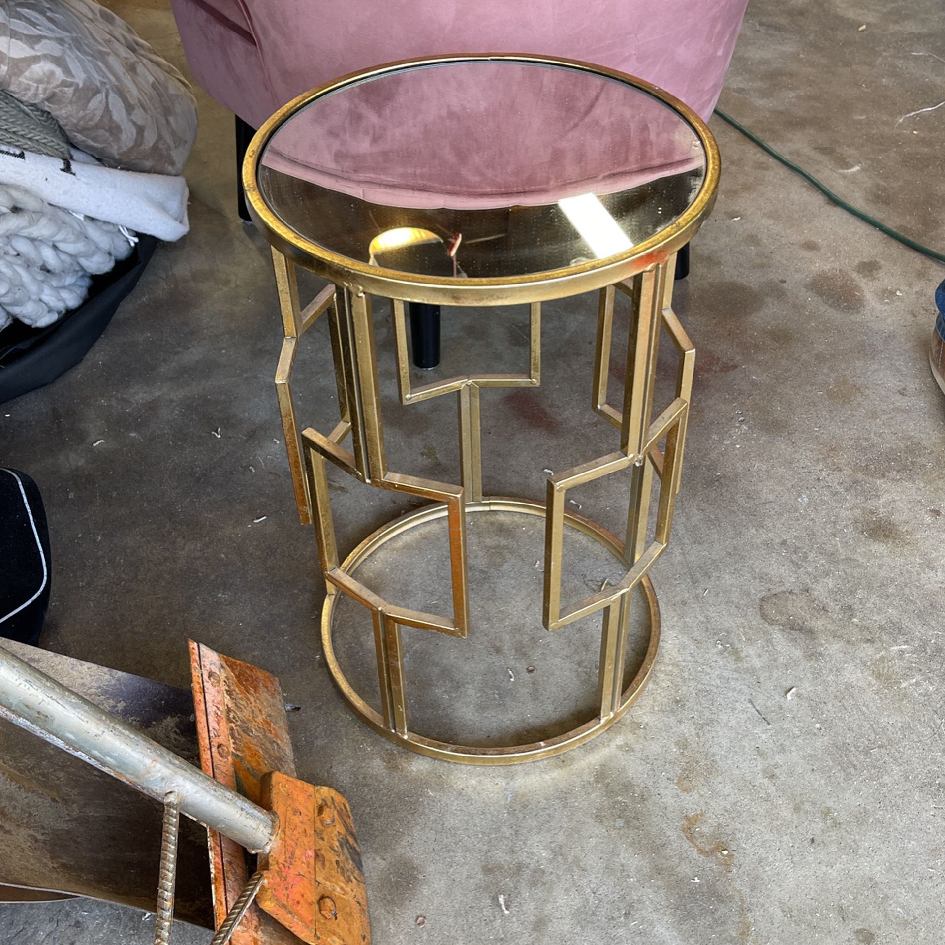 Gold Mirror Top Side Table