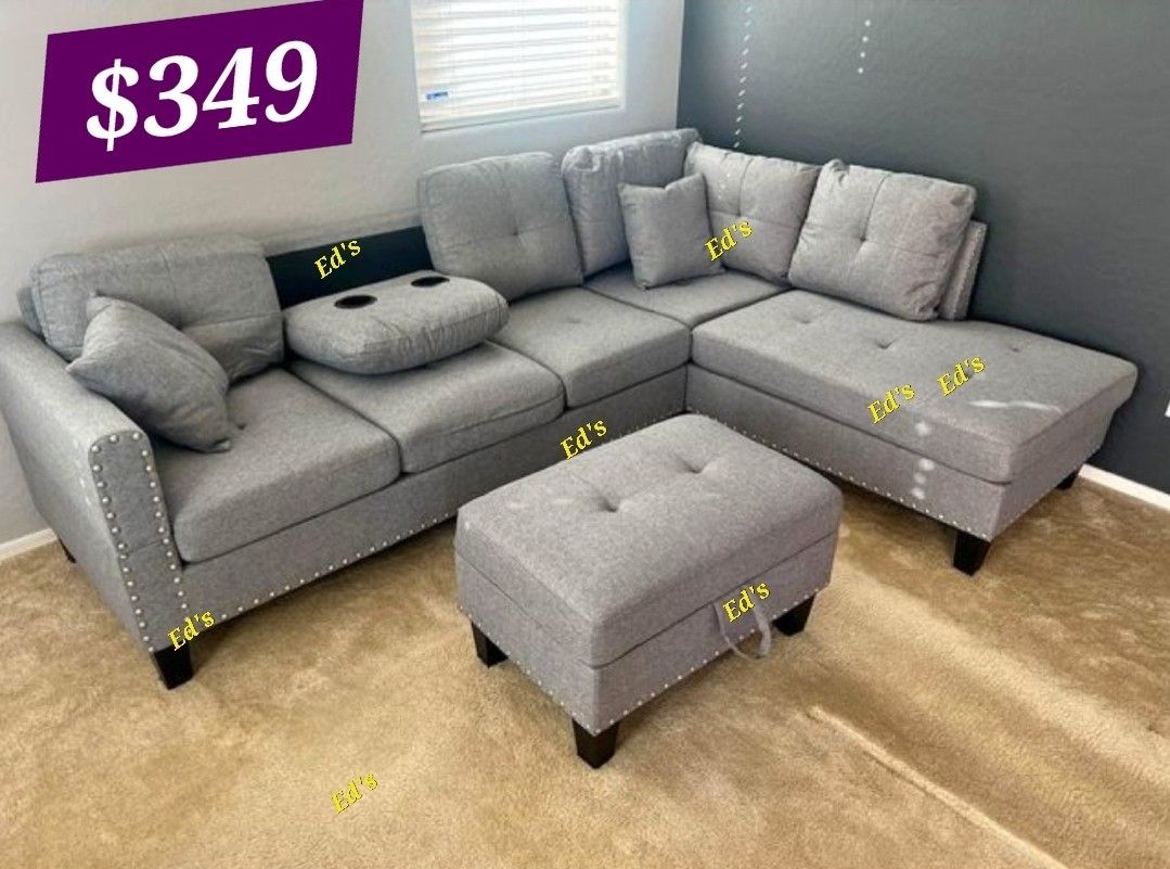BRAND NEW 3PCS SECTIONAL SOFA SET WITH OTTOMAN AND ACCENT PILLOW INCLUDED $349,All Products : American Fashion Style Bags On Sale