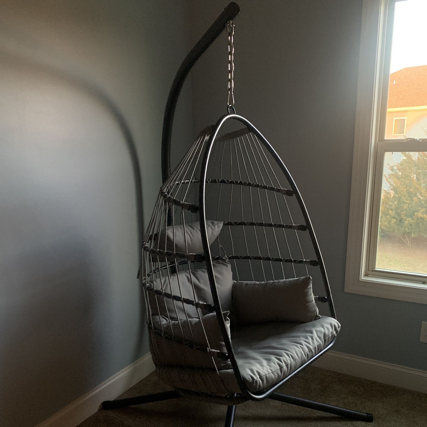 Gray Hammock Net Swing Egg Chair