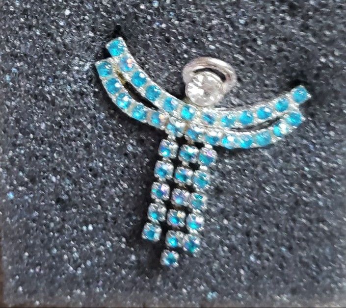 Vintage December Birthstone ANGEL pin