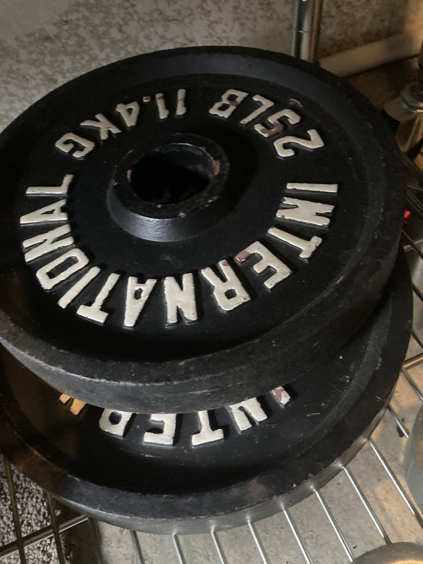 Steel Weight Plate . Chrome Olympic Bar . Curl Bar