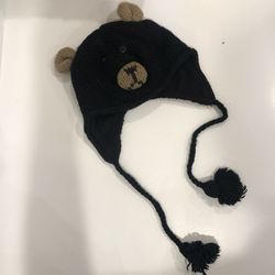 Black Bear Earflap Beanie 100% wool 